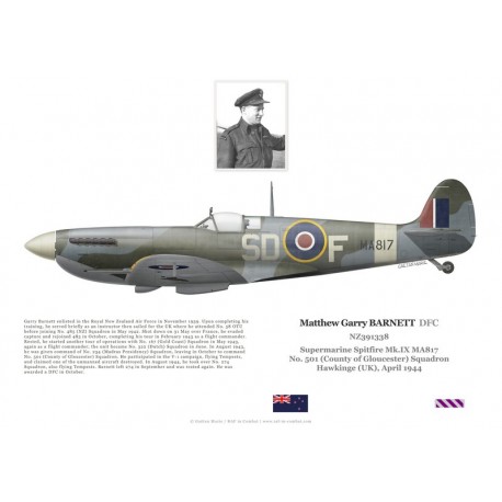Matthew Barnett DFC, Spitfire Mk IX MA817, No 501 (County of Gloucester) Squadron RAF, Hawkinge, 1944