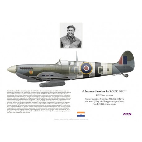 Johannes Le Roux DFC, Spitfire Mk IX MJ276, No 602 (County of Glasgow) Squadron RAF, Ford, 1944