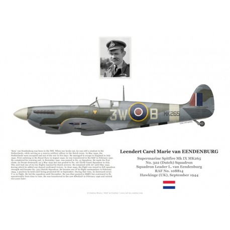 S/L Leendert van Eendenburg, Spitfire Mk IX MK265, No 322 (Dutch) Squadron RAF, 1944