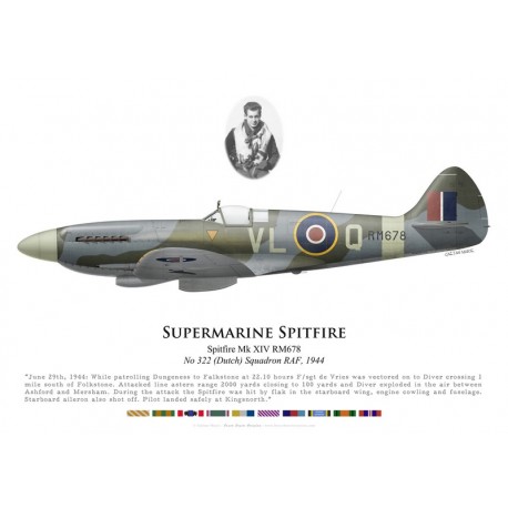 Spitfire Mk XIV, F/S de Vries, No 322 (Dutch) Squadron, Royal Air Force, 1944