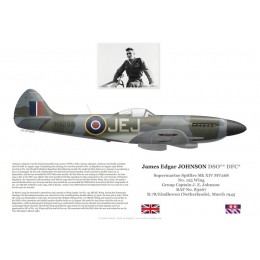 "Johnnie" Johnson DSO DFC, Spitfire Mk XIV MV268, No 125 (RCAF) Wing, 1945