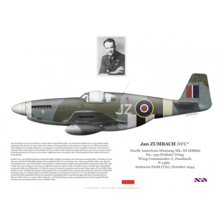 Jan Zumbach DFC, Mustang Mk III HB866, OC No 133 (Polish) Wing RAF, 1944