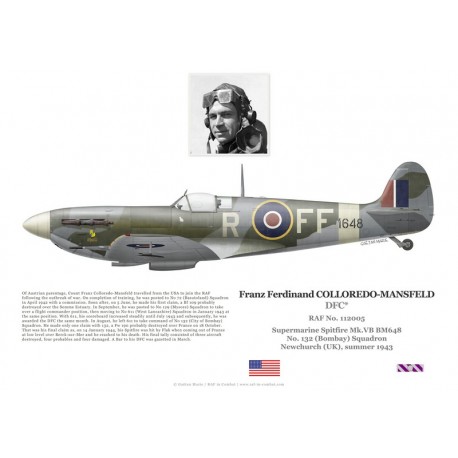 Franz Colloredo-Mansfeld DFC, Spitfire Mk V BM648, No 132 Squadron RAF, 1944