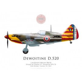 Dewoitine D.520, Lt Marcel Merle, GC II/7, SPA 78, Tunisie, fin 1941