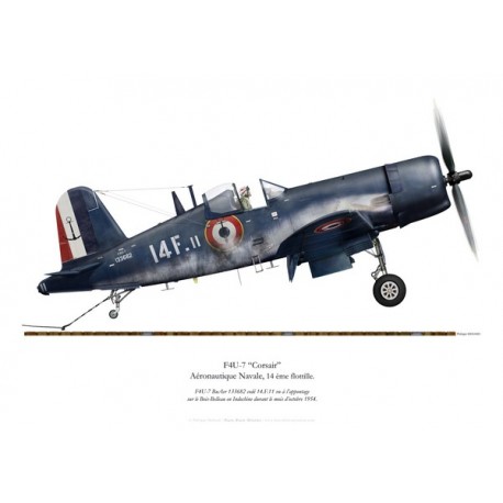 F4U-7 Corsair, Flottille 14.F, French Navy, Bois-Belleau aircraft carrier, Indochina, 1954