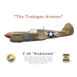 P-40L Warhawk, 2Lt Alva Temple, 99th FS, 332nd FG "Tuskegee Airmen", Italie, 1943