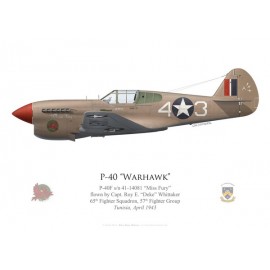 P-40F Warhawk "Miss Fury", Capt. Roy Whittaker, 65th FS, 57th FG, Tunisie, 1943