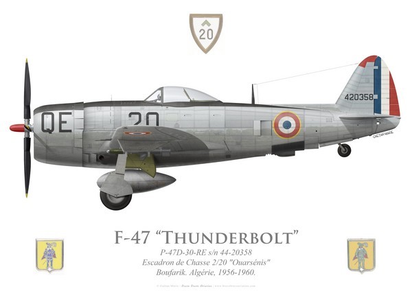 RareType! 1950s French Air Force М-47 F-47D Thunderbolt, EC 2/20 