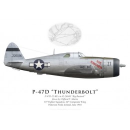 P-47D Thunderbolt "Big Bastard", Clifford Martin, 33rd FS, 24th CW, Islande, 1944