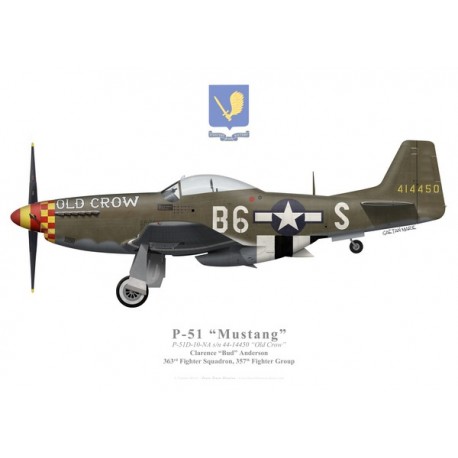 P-51D Mustang "Old Crow", Clarence "Bud" Anderson, 363rd Fighter Squadron, 357th Fighter Group (early markings)