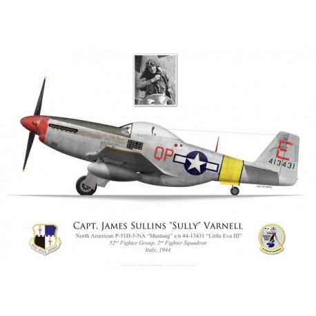 P-51D Mustang "Little Eva III", Capt. James "Sully" Varnell, 52nd Fighter Group, 2nd Fighter Squadron, Italie, 1944