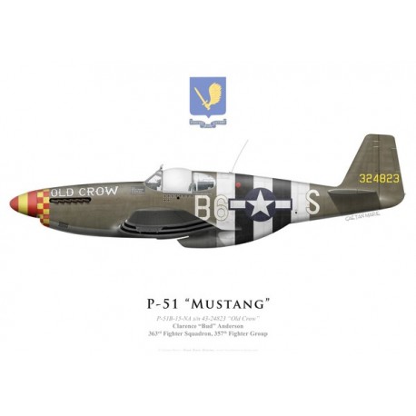 P-51B Mustang "Old Crow", Capt. Clarence "Bud" Anderson, 363rd Fighter Squadron, 357th Fighter Group