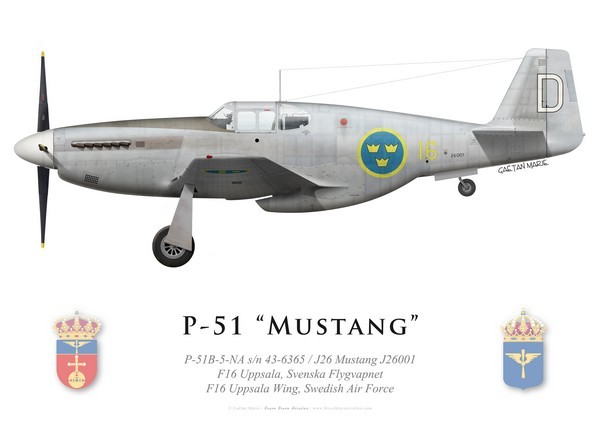 P-51B Mustang, Wing F16, Flygvapnet (Swedish Air Force), Uppsala