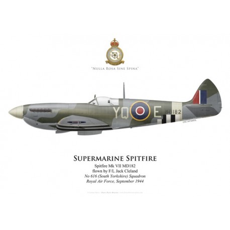 Spitfire Mk VII, F/L Jack Cleland, No 616 (South Yorkshire) Squadron, Royal Air Force, septembre 1944