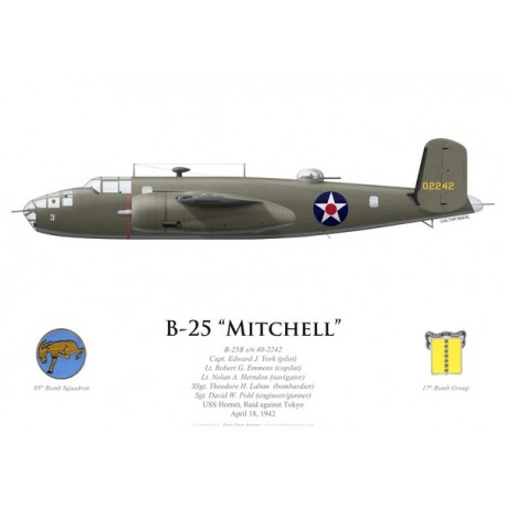 B-25B Mitchell, Capt. Edward York, USS Hornet, Doolittle Raid, 18 April 1942