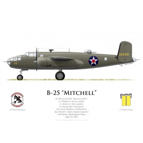 B-25B Mitchell "Bat out of Hell", Lt William Farrow, USS Hornet, Doolittle Raid, 18 April 1942