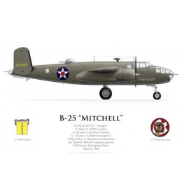 B-25B Mitchell "Avenger", Lt Edgar McElroy, USS Hornet, Raid Doolittle, 18 avril 1942